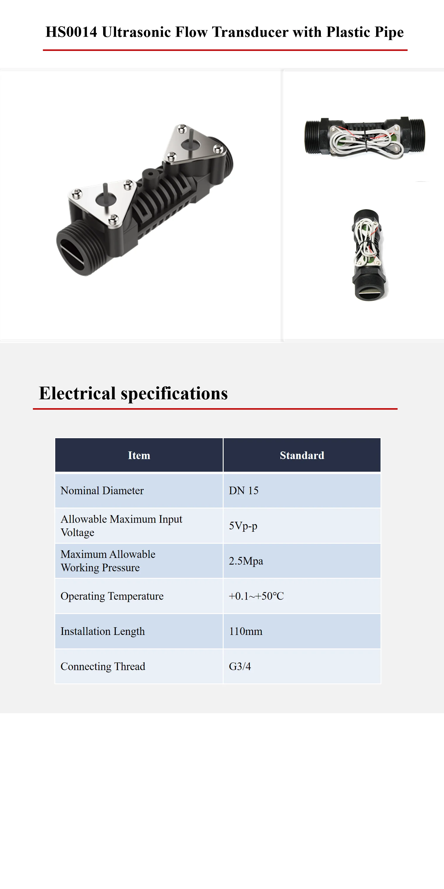Audiowell 1.6mpa Ultrasonic Flow Transducer With Plastic Pipe For ...