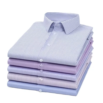 Spring New Men's Seamless Shirt Business Casual Men's High Stretch Men's Striped Shirt