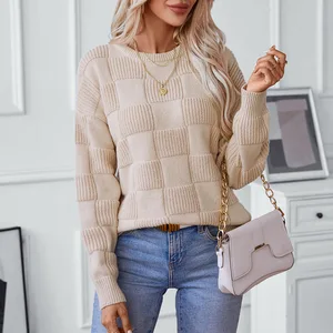 Women's 2026 High Neck Rib Knit Pullover Casual Leisure Loose Sweater Top for Winter Season