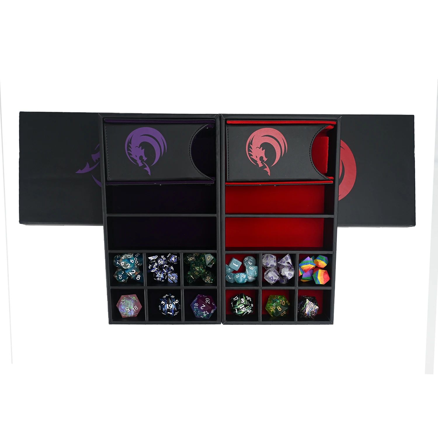 Изготовленный на заказ кожаный лоток для кубиков и съемная башня 3 в 1 хранения ролевых игр