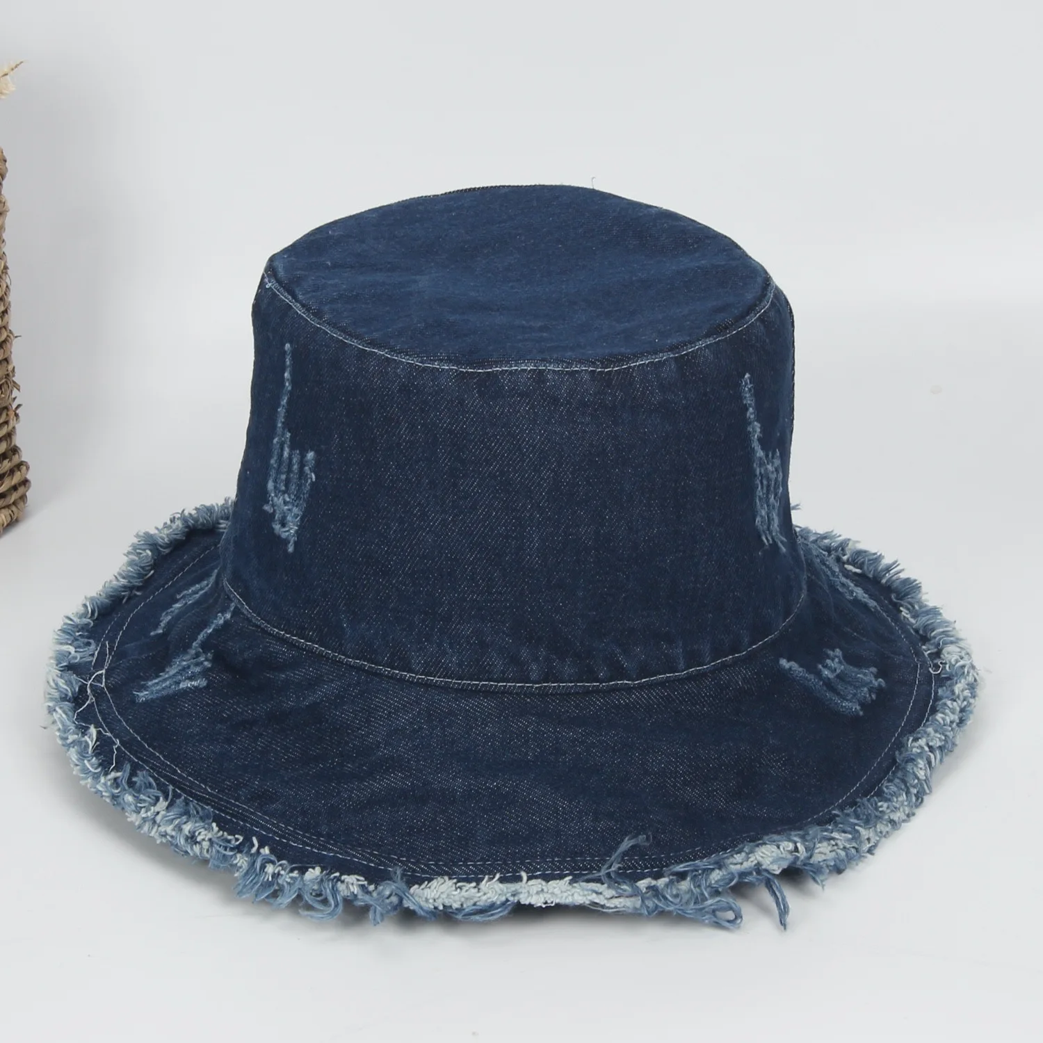 Vintage Denim Bucket Hat Washed Denim Distressed Denim Bucket Hat Big