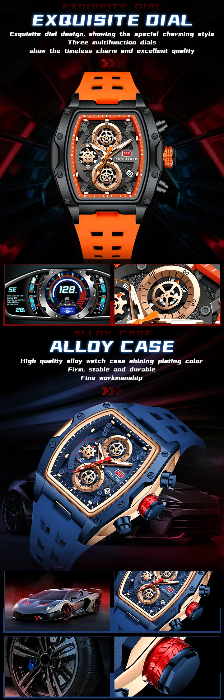 MINI FOCUS 0473 Fashion Men Silicone Waterproof Quartz Watch Multi-function Chronograph Men's Luminous Calendar Wristwatches