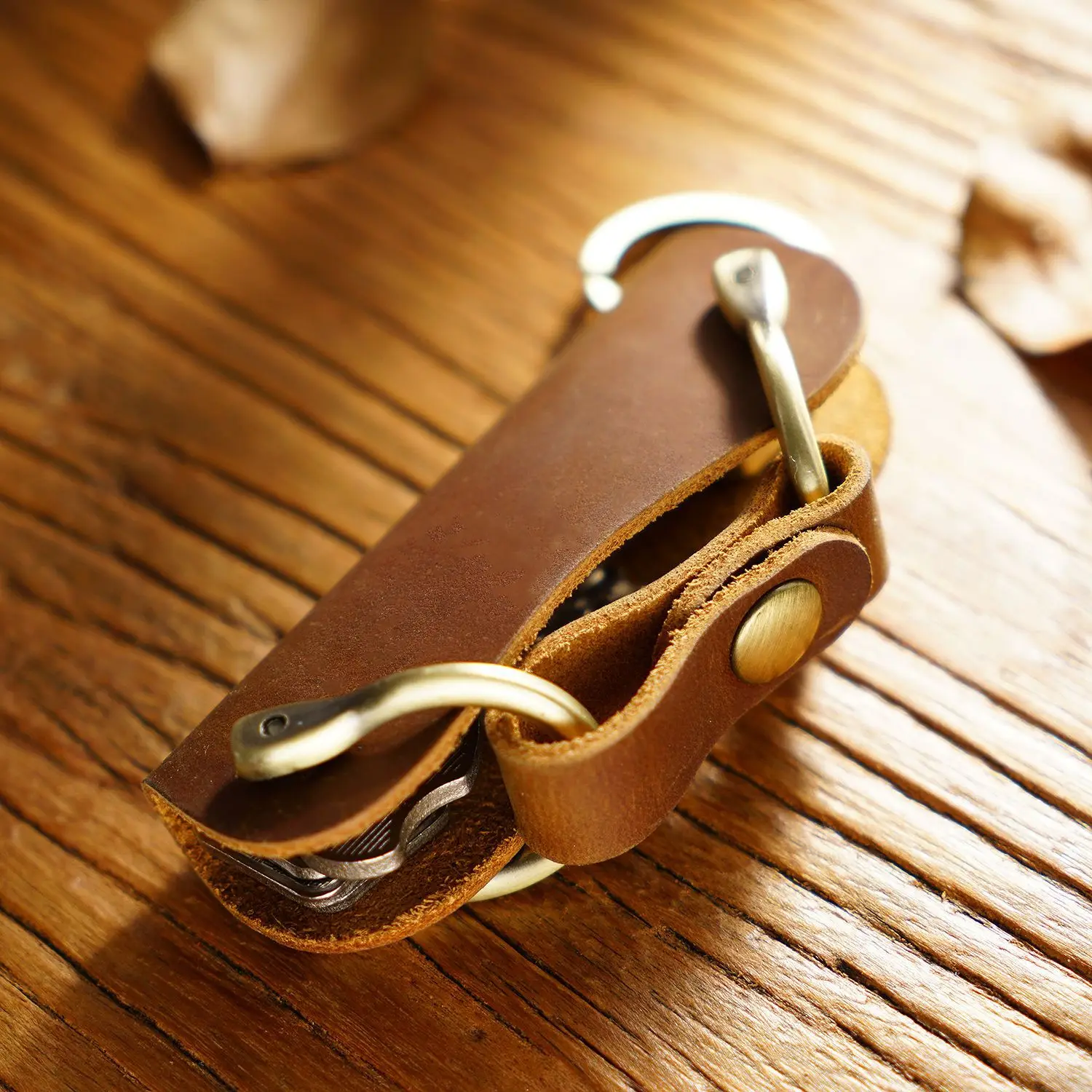 Echt lederen houder portemonnee sleutelhanger organizer Crazy Horse handgemaakt cadeau_voghion.com