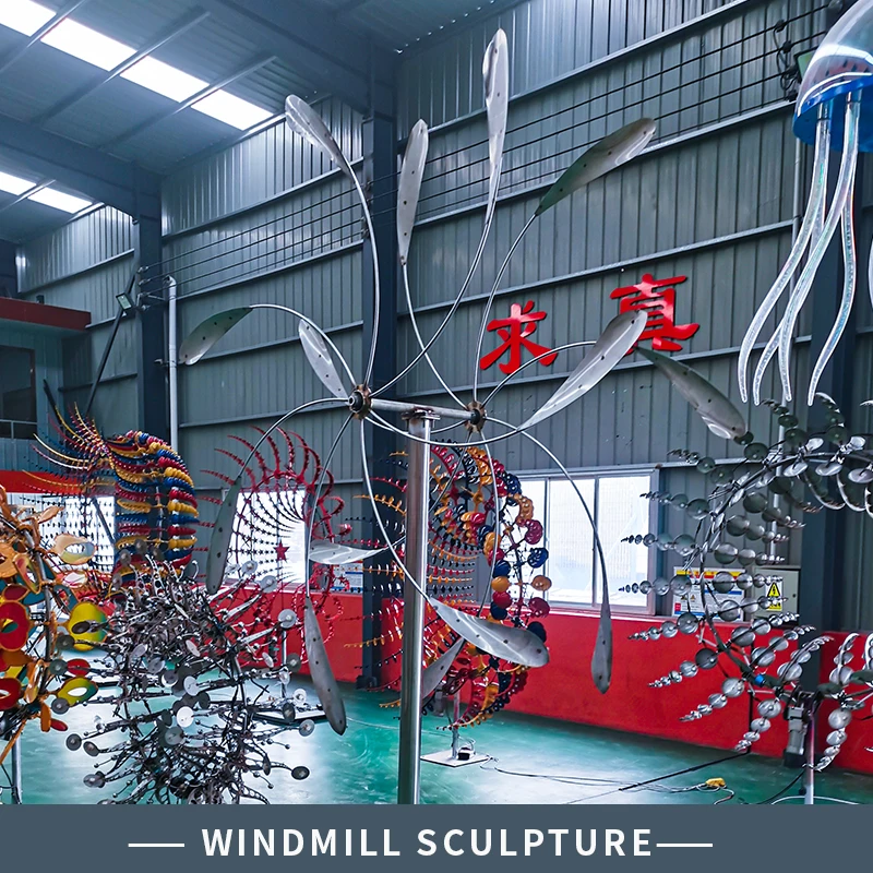 Wind Powered Sculpture Windmill Large Art Stainless Steel Outdoor Wind Metal Perpetual