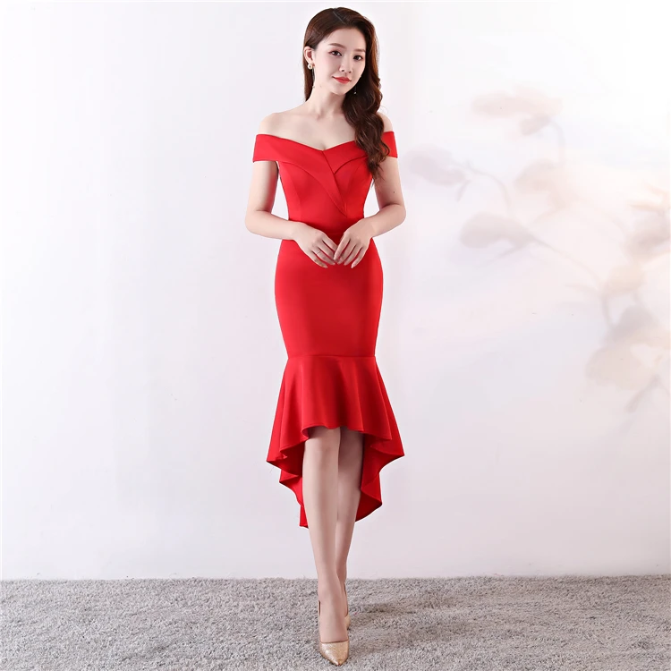 1293#short Bridesmaid Dress Mid-long Shoulder Sexy Woman Evening Prom Bridesmaid  Dress| Alibaba.com