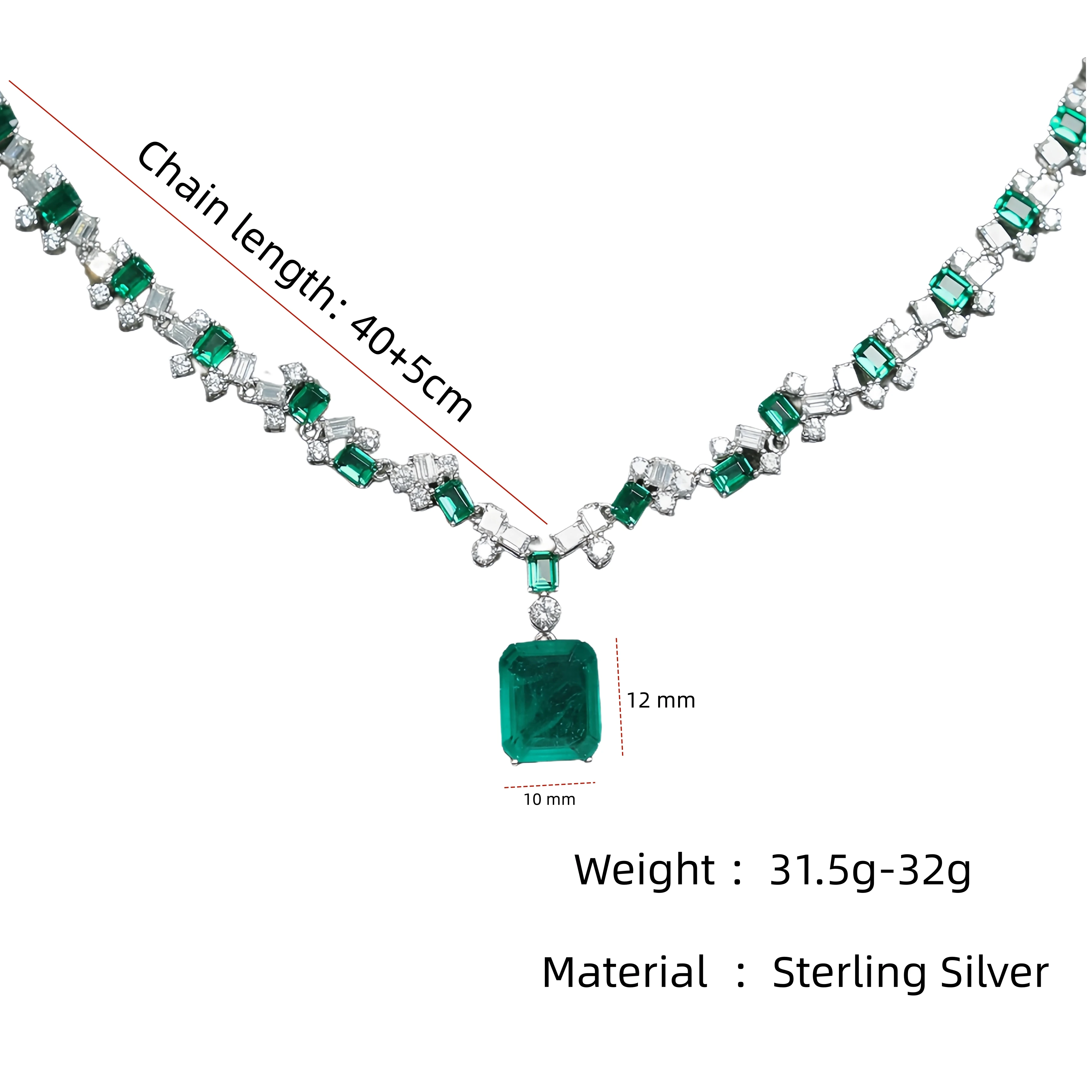 MUSHAN Jewelry Factory Luxury High Carbon Diamond and Musa Green Jewelry Pendant Necklaces 925 Sterling Silver Charm Necklace