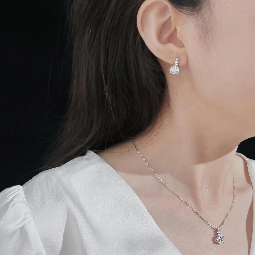 KAKODIY Fine Jewelry Round Zircon Pendant Earrings Fashion 925 Sterling Silver Anti Discoloration Women's Earrings detail 6