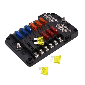 12 Gang Car Rv Relay Blade Fuse Box 12v Battery Terminal For Auto Car ...