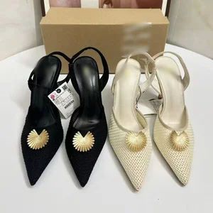 QuiteS 2026 New Shallow Opening Button Flip-flops Stiletto Pointed Toe High Heel Sandals Sexy Party Elegant Shoes for Women