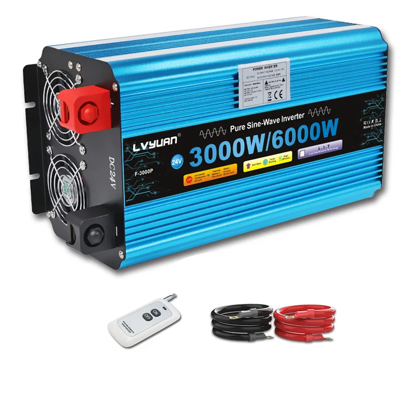 Lvyuan 3000w純粋な正弦波パワーインバーターDC24Vから230VAC 