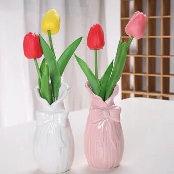 Ceramic Ornaments Bow Vase Dry Flowers Arrangement Crafts Study Home Decoration Holiday Themes Flower Vase