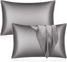 wholesale custom luxury satin cooling pillowcase 20x26 inches slip pillow cases standard set of 2 with hidden zipper