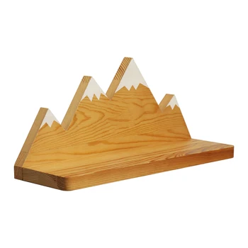 Factory Wholesale Wall mounted solid wood mountain floating shelves wall mounted Wooden Wall Shelf Storage Display Racks