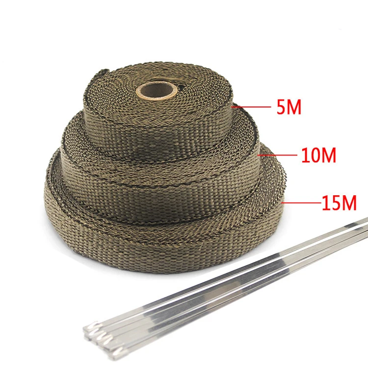 Exhaust Pipe Header Heat Wrap Resistant Downpipe with Stainless Steel Ties for Car Motorcycle Access