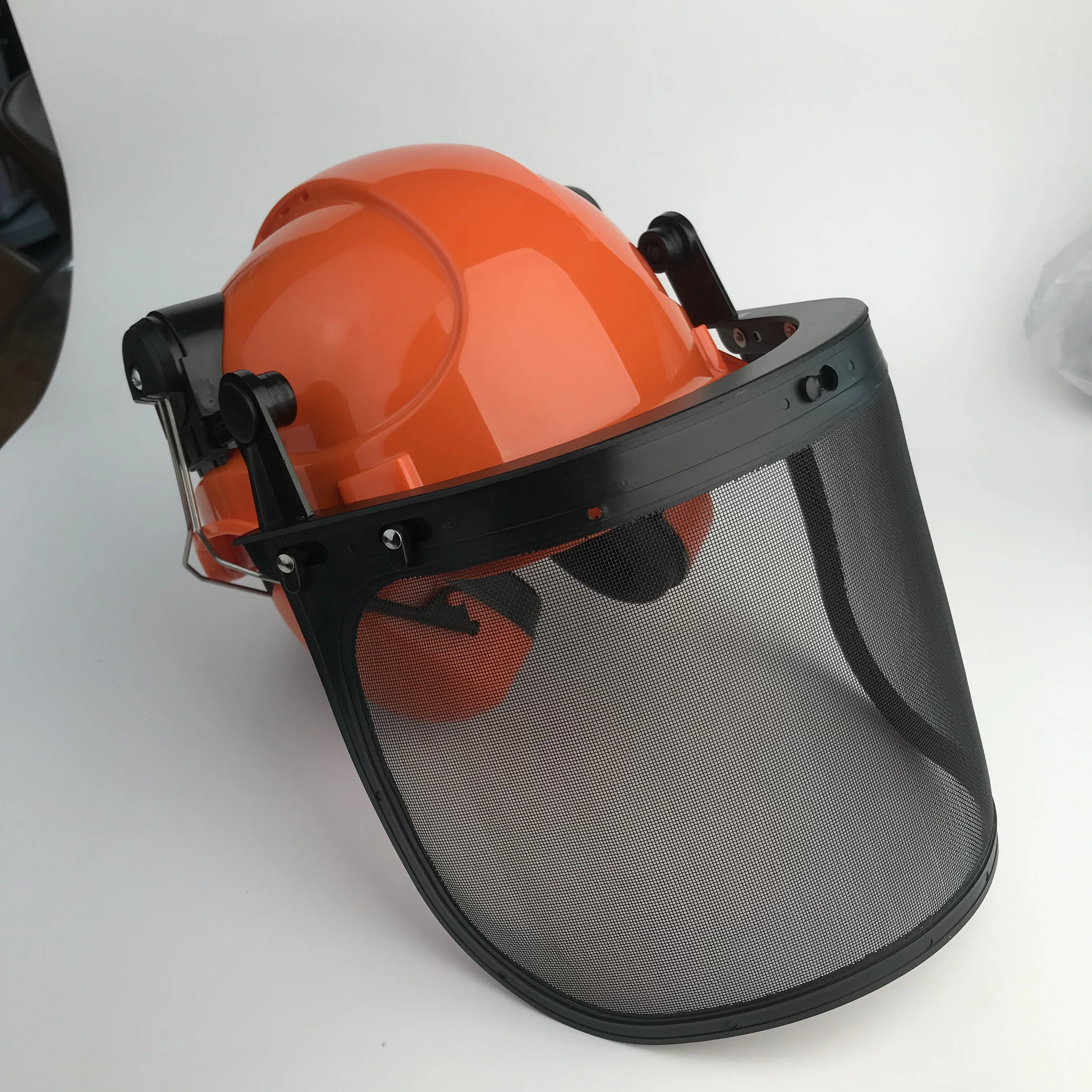 chainsaw motorcycle helmet TOOLIOM with Face Shield and Ear Muffs, Forestry Safety Helmet, ANSI Z89.1 Certified Arborist Equipment (Mesh & Clear Visors) 116 Perforated Anti TOOLIOM Chainsaw Helmet with Face