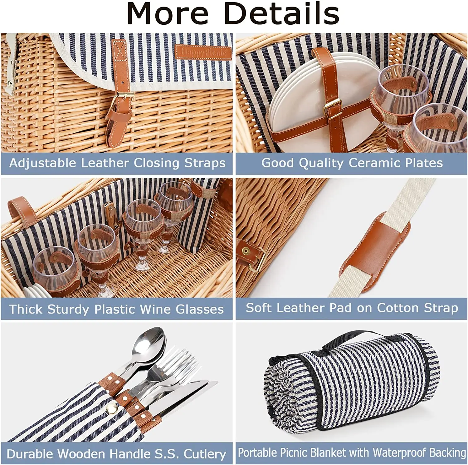 Willow Wicker Picnic Basket For 4, Insulated, Utensils, Ideal For