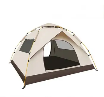 High Quality Luxury Automatic Portable Camping Tent Waterproof Oxford Fabric 3-4 Persons Straight Bracing Type Customizable Logo