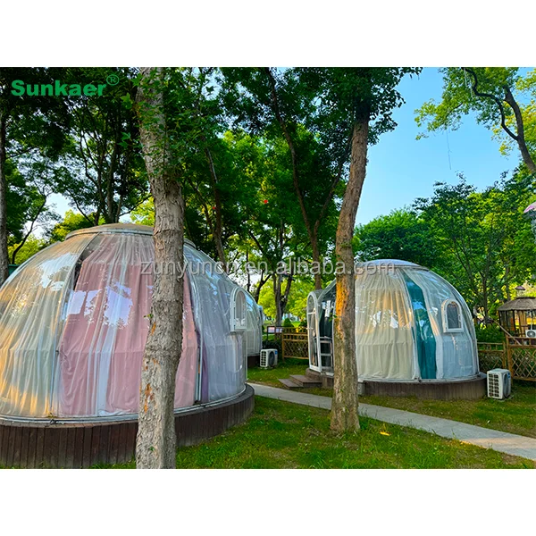 Sunkaer Modern Design Anti-Rust UV Clear Skylight Polycarbonate Round Dome for Outdoor Rain/Snow for Bubble Houses/Room