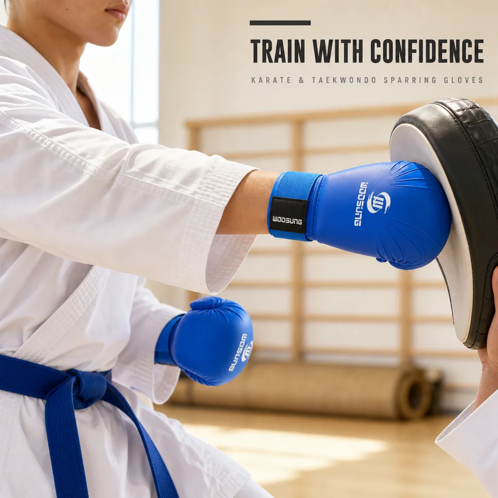 Woosung Professional Gym Glove  Karate Manufacturers Training Equipment Wkf Approved Blue Karate Gloves