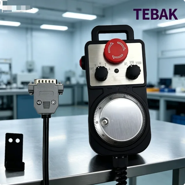 TEBAK Replacement TEBAK 5V 100PPR MPG Manual Pulse Generator, CNC Handwheel Pendant With Emergency Stop Switch
