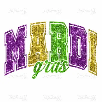 Mardi Gras Sequin DTF Transfer Wholesale Holiday Iron on Transfer