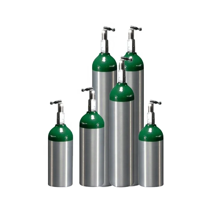 0.3 ~ 40L ISO DOT CGA870 Toggle Valve Oxygen Gas Cylinders Medical Hospital Empty O2 Aluminum cylinder