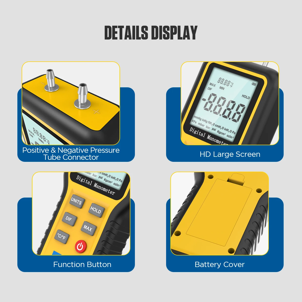 AUTOOL Digital Manometer - Precision Air Pressure Gauge
