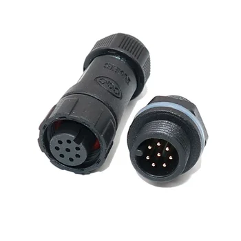 M12 8 Pin Waterproof Cable Connector, 8 pole M12 male panel, rear mounted, M12 8Pin waterproof electrical connector