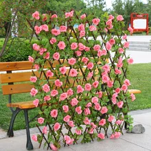 Artificial rose fence outdoor courtyard fence fence fence decoration telescopic wooden fence