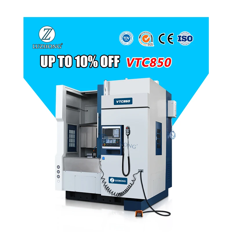 LUZHONG VTC850 Single Spindle CNC Vertical Metal Precision Lathe Machine Heavy Duty  Gear Pump Home Use