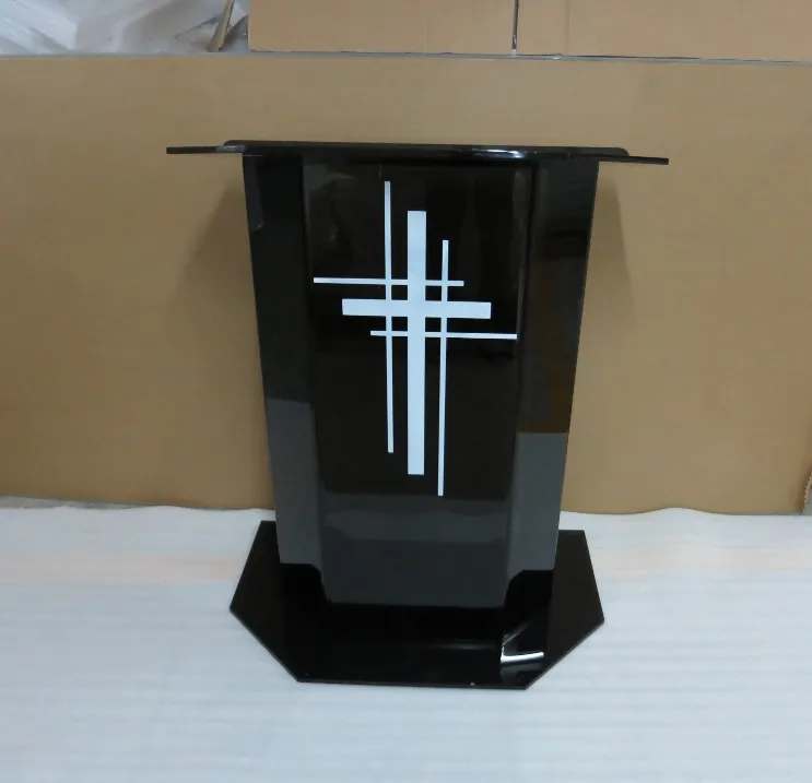 Podium Acrylique Avec Fond Stable - Support Lecture Église Conférence Mariage - Noir 10mm