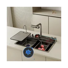 Popular Raining Fall Kitchen Sink in 2024 Multifunction Sink with Glass Washer Complete Smart Basin with Temperature Display