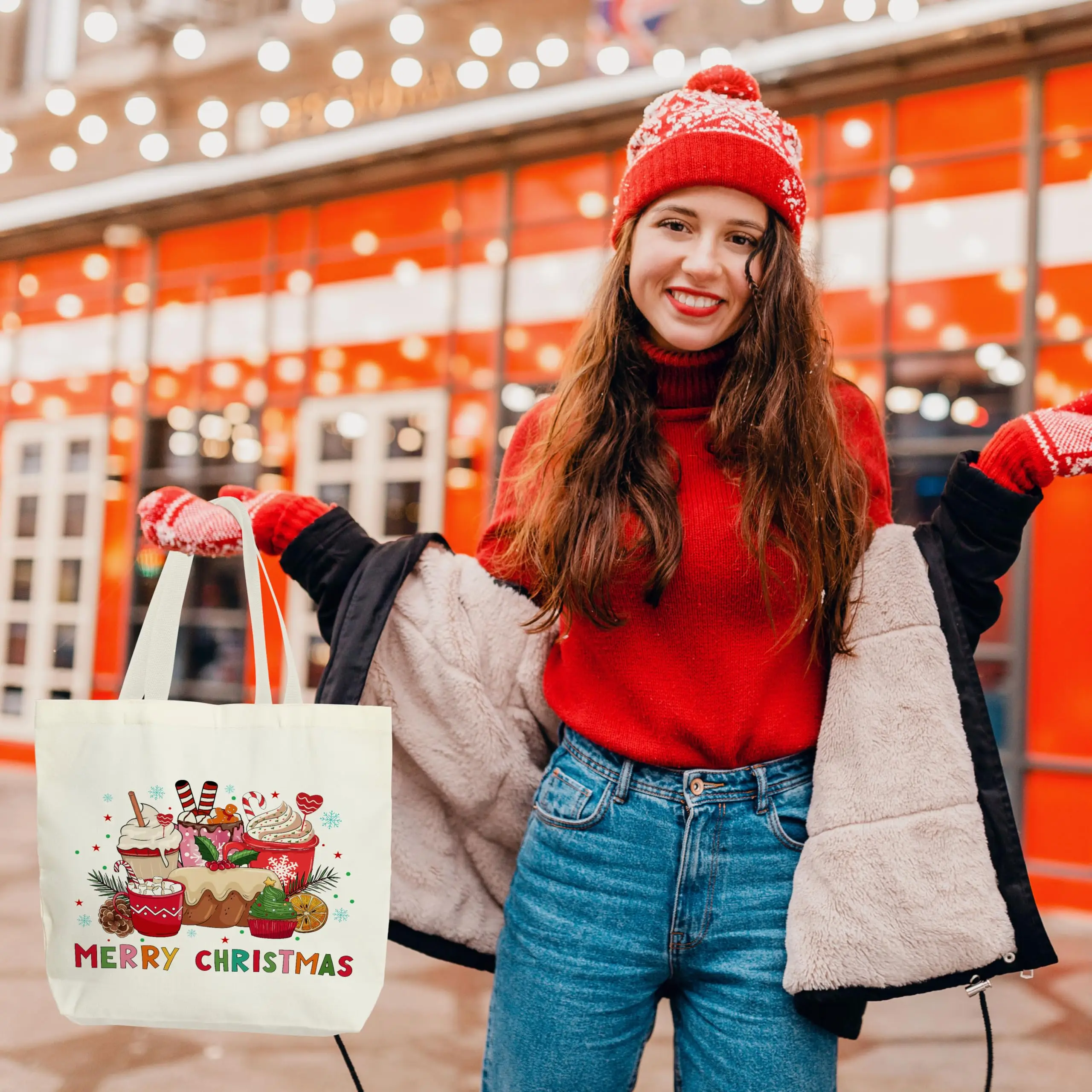 High Quality Shopping Beach Print Handbag Eco Friendly Plain Blank Cotton Canvas Shopping Handbag Tote Bag