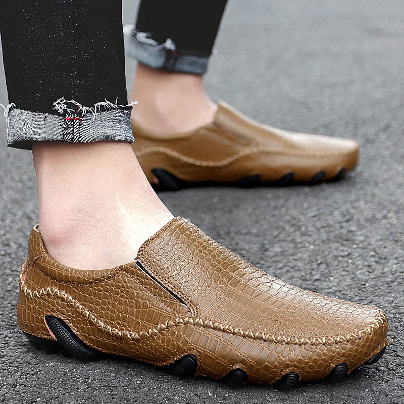 OEM Custom LOGO Large Size Hand Made Genuine Leather Office Dress Loafers For Men