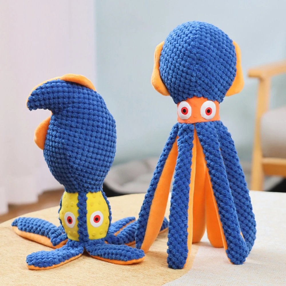 Dogs for Squeak Dog Chew Toy Stuffed Plush Squid Toy Durable Octopus Plush Dog Toys