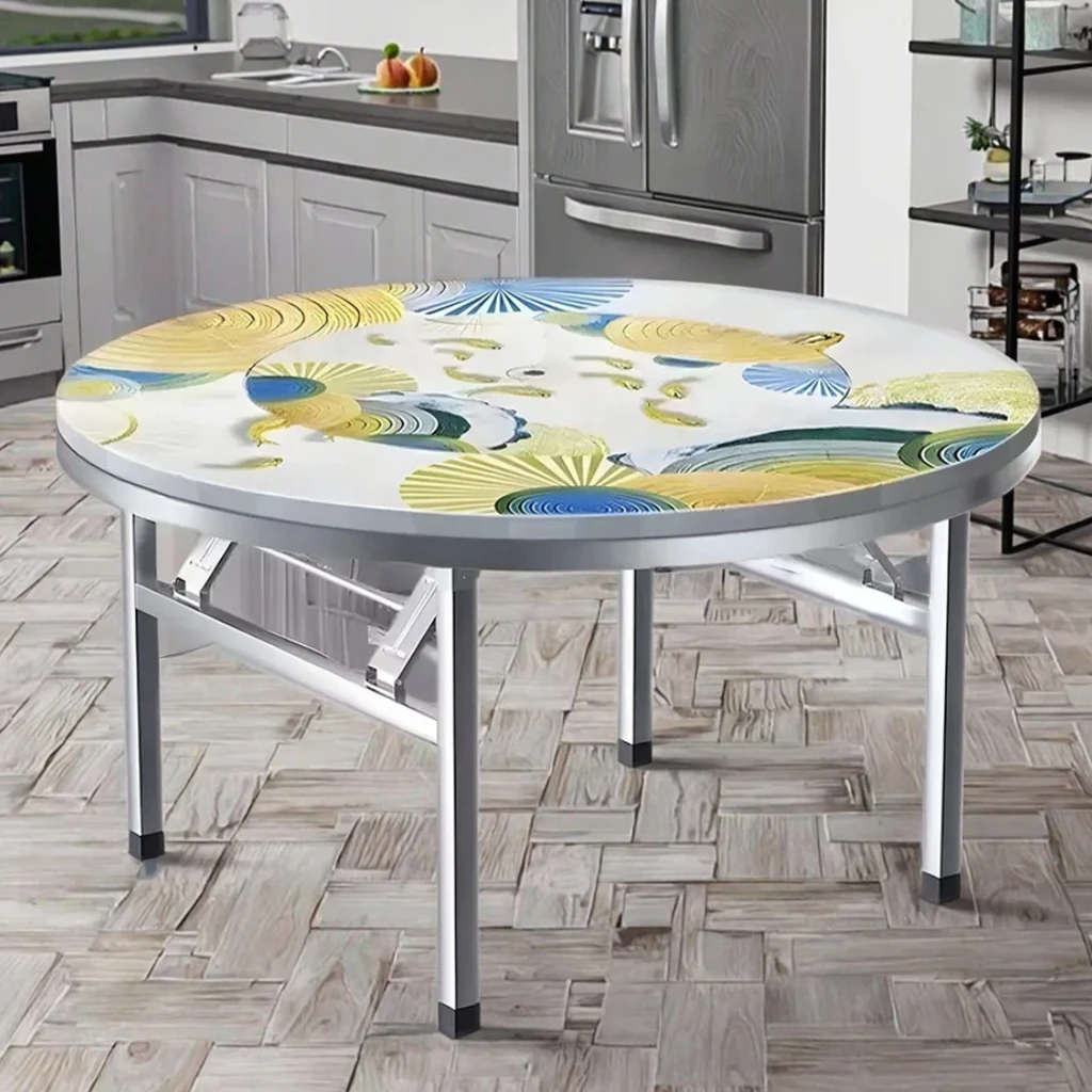 Modern Style Stainless Steel Folding Dining Table Space-Saving Circular  Restaurant Table with Rotatable Feature for Home Use