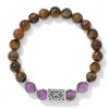 Pulsera vikinga de ojo de tigre amarillo amatista natural