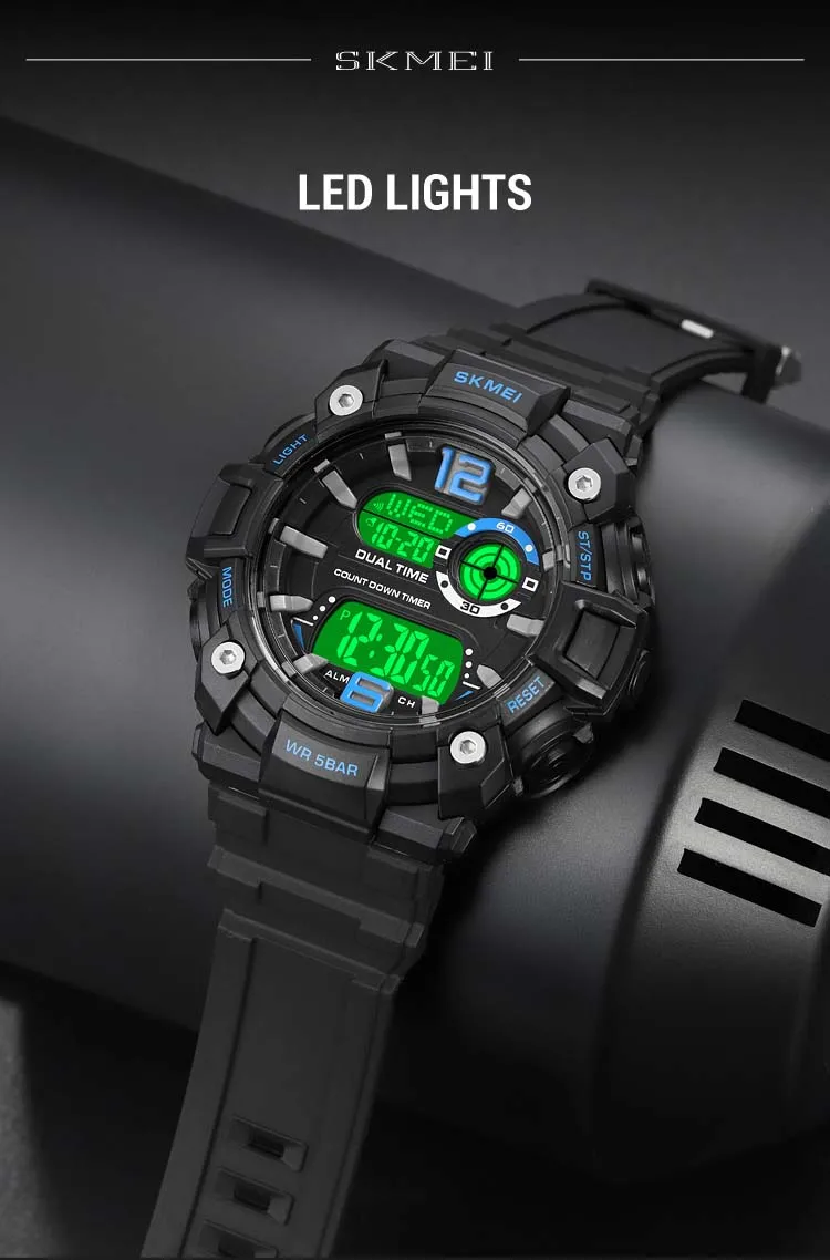 SKMEI 2018 sports new style mens digital watch creative Silicone band water proof Chronograph character student watch design