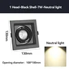 Tête MR16-7W-1 - Noir - 4000K