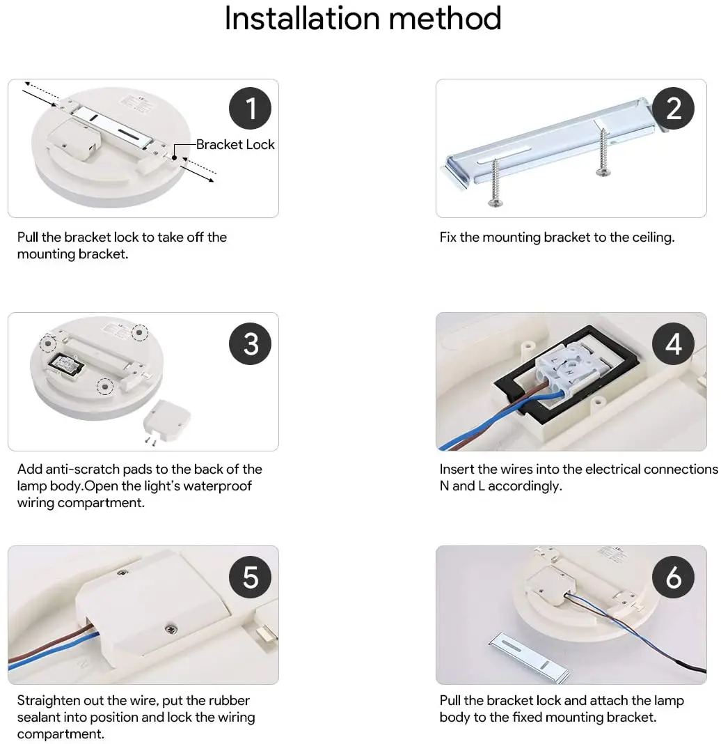 15W IP54 Waterproof LED Ceiling Lights, Flush Mount Round Ceiling Lamp for Kitchen Bathroom Bedroom Hallway Office