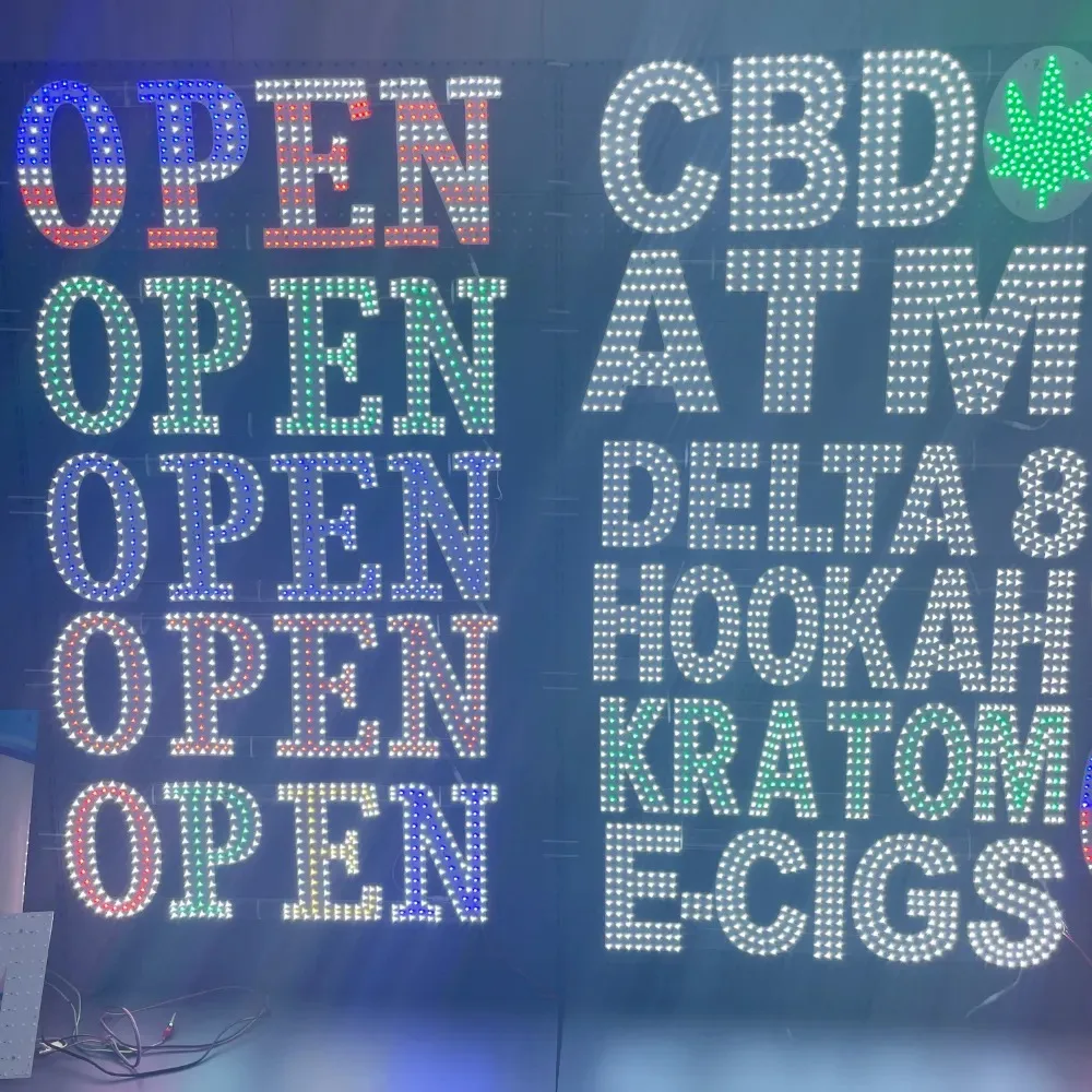Free Design 12v 24v Custom Size Logo Wall Hanging Acrylic Pvc Backboard Led electronic  Sign For Smoke Shop Decoration