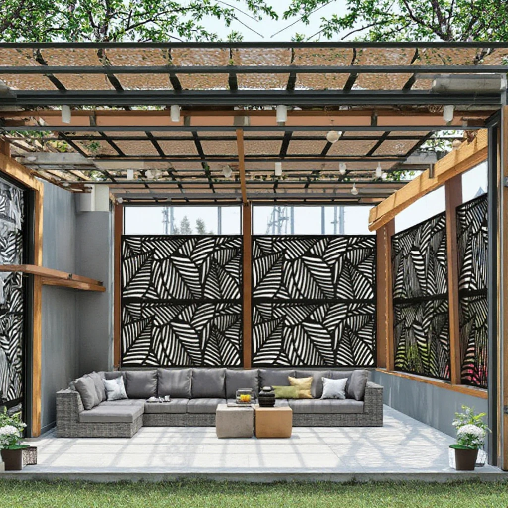 Modern Design Custom Corten Steel Indoor and Outdoor Home Garden Laser  Cutting Metal Backyard Fencing Trellis, image size:1024x1024