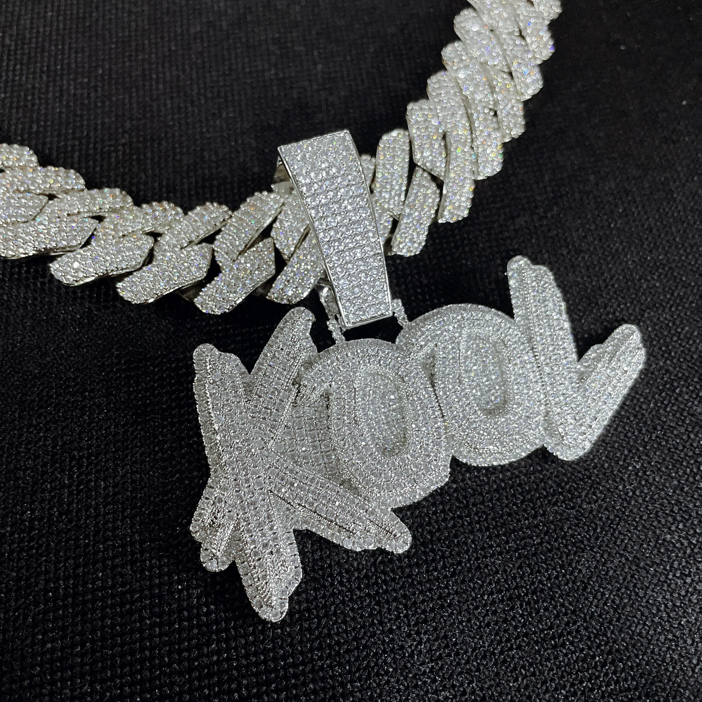 Hip Hop Necklace Burr Name Number Double Layer Two Color Necklace Full Rhinestone Zircon Capital Custom Letter Pendant Necklace