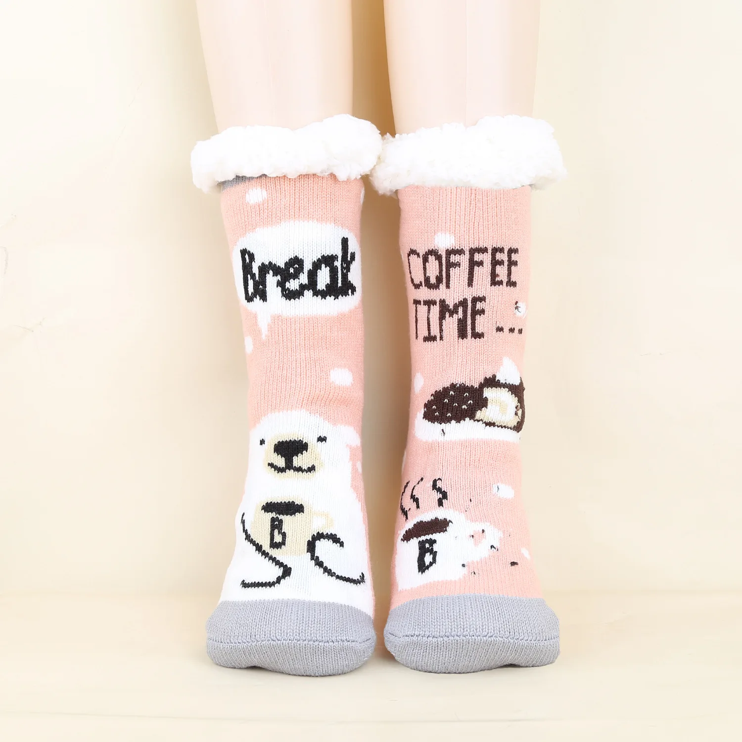 Custom Slipper Socks Santa Fuzzy Fluffy Thick Warm Winter Cozy Socks ...