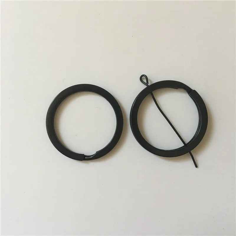 Black 25mm,28mm,30mm,35mm Outer Diameter Split Ring Flat Keyring