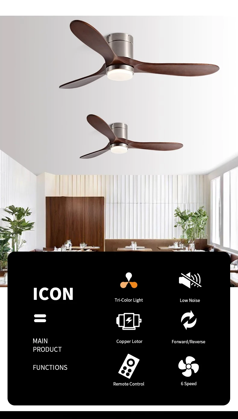 product wholesale 52 inch 3cct ceiling fans with lights quiet high cfm remote control fan light dc reversible 3 abs blades reversible-8
