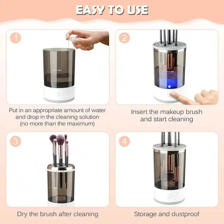Fast Instant Electric Makeup Brush Cleaner Machine Automatic Brush Cleaner Spinner Tool USB Power Source for Household Use
