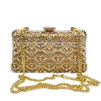 Hot Shiny Rhinestone Chain Inlaid Shoulder Bags For Party Or Wedding evening Luxury Gold Evening Clutch Bags