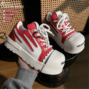 New Customized Thick Sole Retro Spring Sports Shoes with Height Increasing Feature Genuine Leather Upper Lace-up Closure