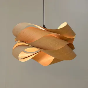 Modern Simple Creative Wood Leather Chandelier for Living Room Southeast Asia Restaurant Inn Aisle Decorative Lamps
